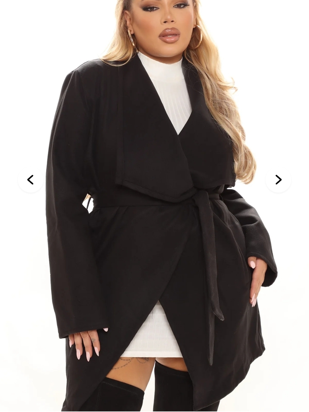 Fashion Nova Black Wrap Tie Coatigan